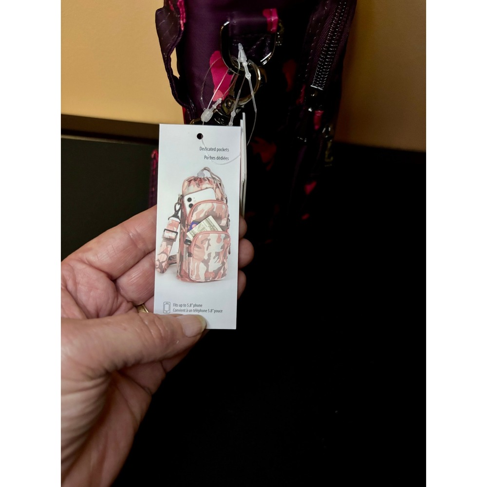 New Lug Huggie Water Bottle Holder Crossbody Bag Purple Cat-Astravaganza Print - Picture 5 of 9